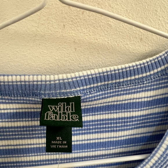 Sleeveless Button-Front Ribbed Mini Skater Dress - Wild Fable Blue Multi-Striped - Picture 6 of 8